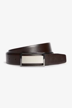 Next Black/Brown Signature Reversible Plaque Leather Belt -Fashion Men Shop 950952s5