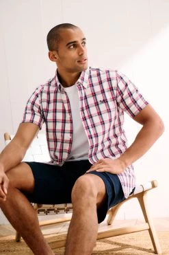 Crew Clothing Company Check Print Cotton Classic White Shirt