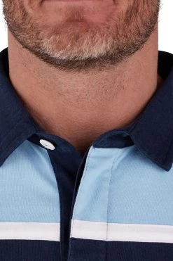 Raging Bull Blue Cut And Sew Crest Rugby Shirt -Fashion Men Shop 993006s3