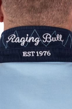 Raging Bull Blue Cut And Sew Crest Rugby Shirt -Fashion Men Shop 993006s4