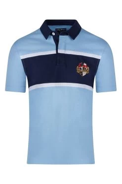 Raging Bull Blue Cut And Sew Crest Rugby Shirt -Fashion Men Shop 993006s5