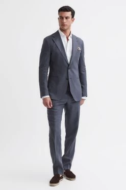 Reiss Kin Slim Fit Single Breasted Linen Blazer 10 Reiss Kin Slim Fit Single Breasted Linen Blazer -Fashion Men Shop 998 357s3