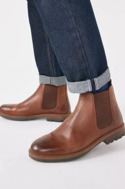 Next Tan Brown Leather Cleated Chelsea Boots