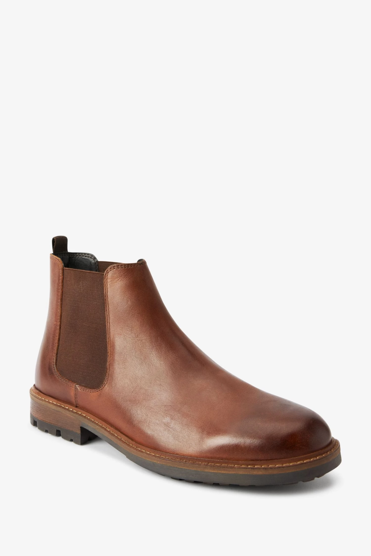 Next Tan Brown Leather Cleated Chelsea Boots 5 Next Tan Brown Leather Cleated Chelsea Boots - Image 3