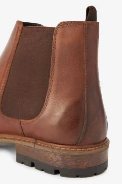 Next Tan Brown Leather Cleated Chelsea Boots 10 Next Tan Brown Leather Cleated Chelsea Boots -Fashion Men Shop A04941s4