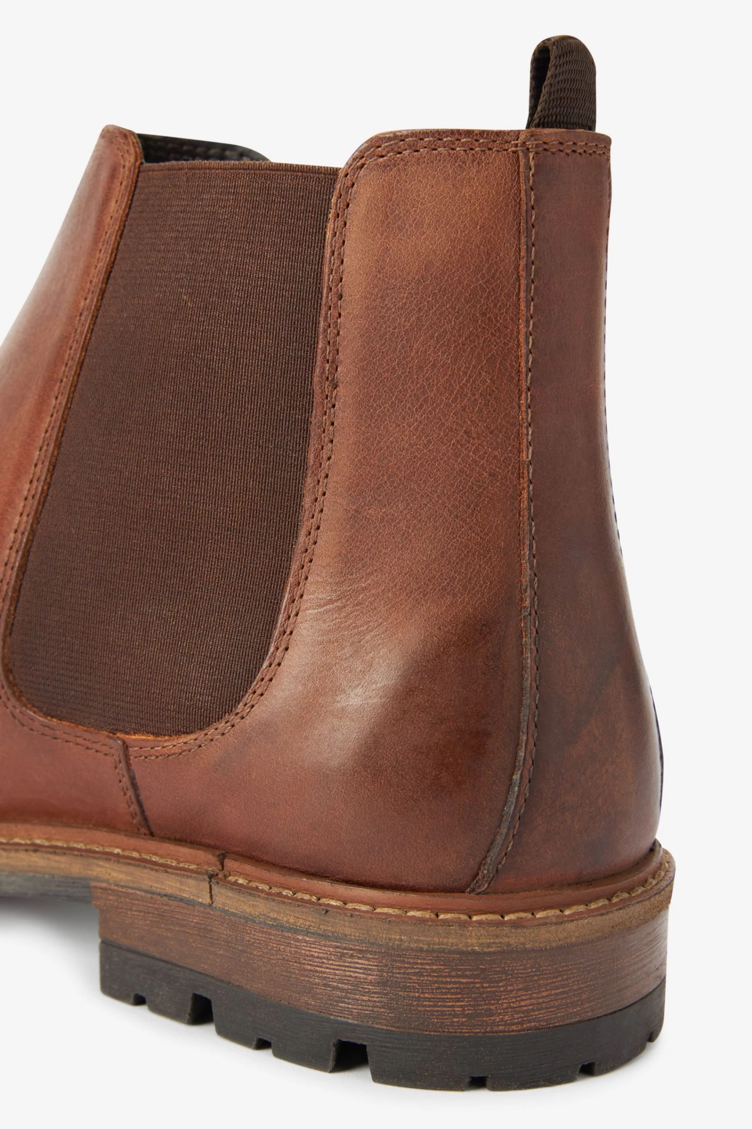 Next Tan Brown Leather Cleated Chelsea Boots 6 Next Tan Brown Leather Cleated Chelsea Boots - Image 4