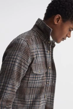 Reiss Marley Long Sleeve Check Overshirt -Fashion Men Shop A11 957s6