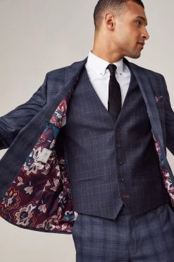 Next Blue Check Suit: Jacket -Fashion Men Shop A20 486s4