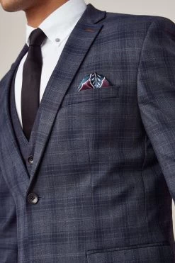 Next Blue Check Suit: Jacket -Fashion Men Shop A20 486s5