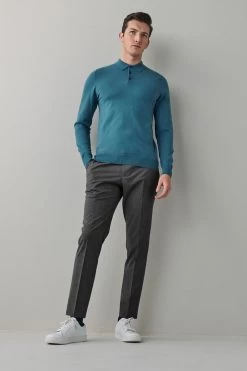 Next Textured Trousers With Motion Flex Waistband -Fashion Men Shop A37 921s2