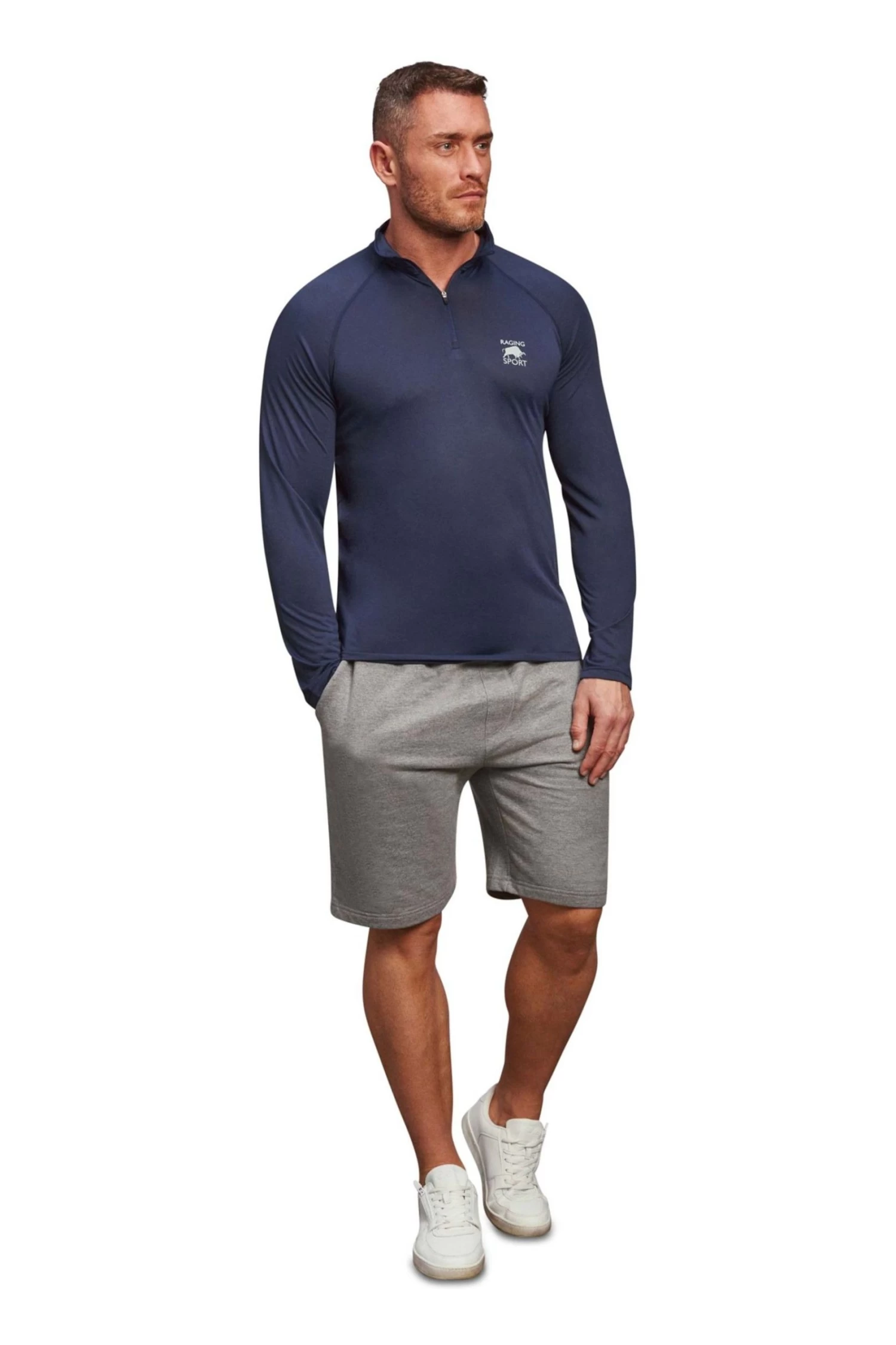 Raging Bull Blue Performance Long Sleeve Quarter Zip Sweat Top 3 Raging Bull Blue Performance Long Sleeve Quarter Zip Sweat Top