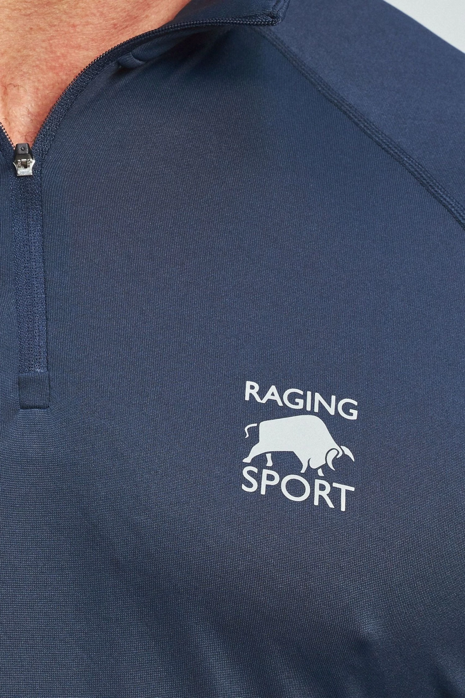 Raging Bull Blue Performance Long Sleeve Quarter Zip Sweat Top 6 Raging Bull Blue Performance Long Sleeve Quarter Zip Sweat Top - Image 4