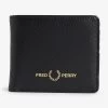 Fred Perry Black Grain Textured PU Billfold Wallet -Fashion Men Shop A85001s