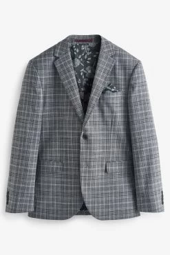Next Grey Regular Fit Check Suit: Jacket -Fashion Men Shop A86 741s2