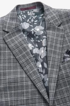 Next Grey Regular Fit Check Suit: Jacket -Fashion Men Shop A86 741s3