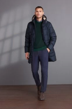 Next Navy Blue Textured Look Long Puffer Coat -Fashion Men Shop A94 056s2