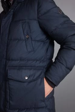 Next Navy Blue Textured Look Long Puffer Coat -Fashion Men Shop A94 056s5