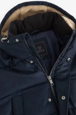 Next Navy Blue Textured Look Long Puffer Coat -Fashion Men Shop A94056s8