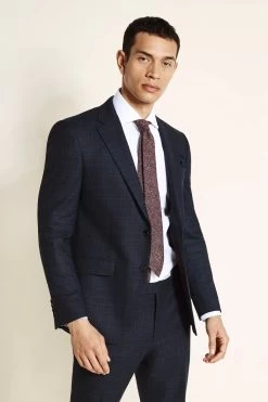 MOSS Slim Fit Navy Blue And Pink Check Suit: Jacket -Fashion Men Shop A98 597s4
