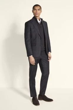 MOSS Tailored Fit Grey Wool Check Suit: Jacket -Fashion Men Shop A98 886s4
