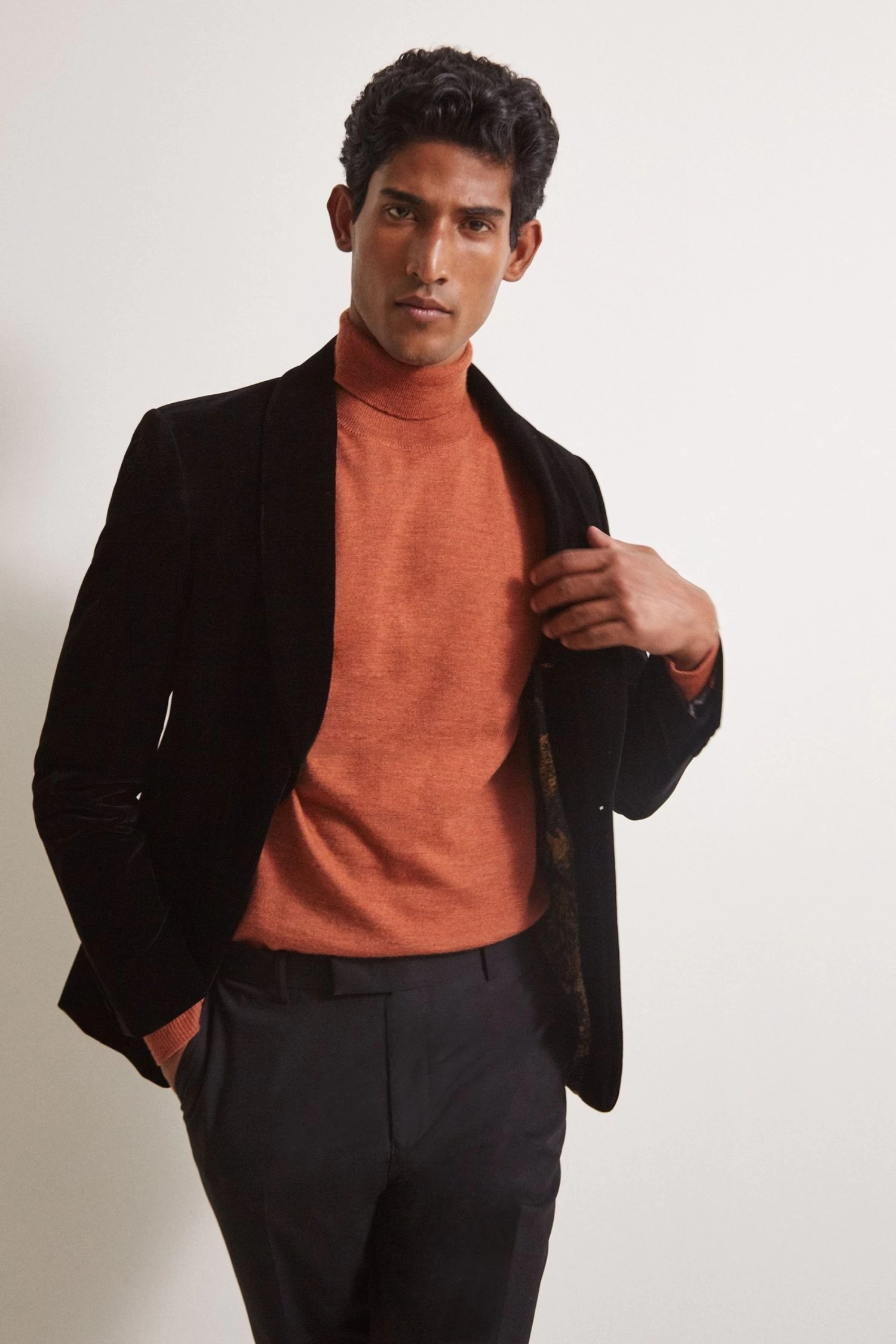 MOSS Black Slim Fit Velvet Suit: Jacket 3 MOSS Black Slim Fit Velvet Suit: Jacket