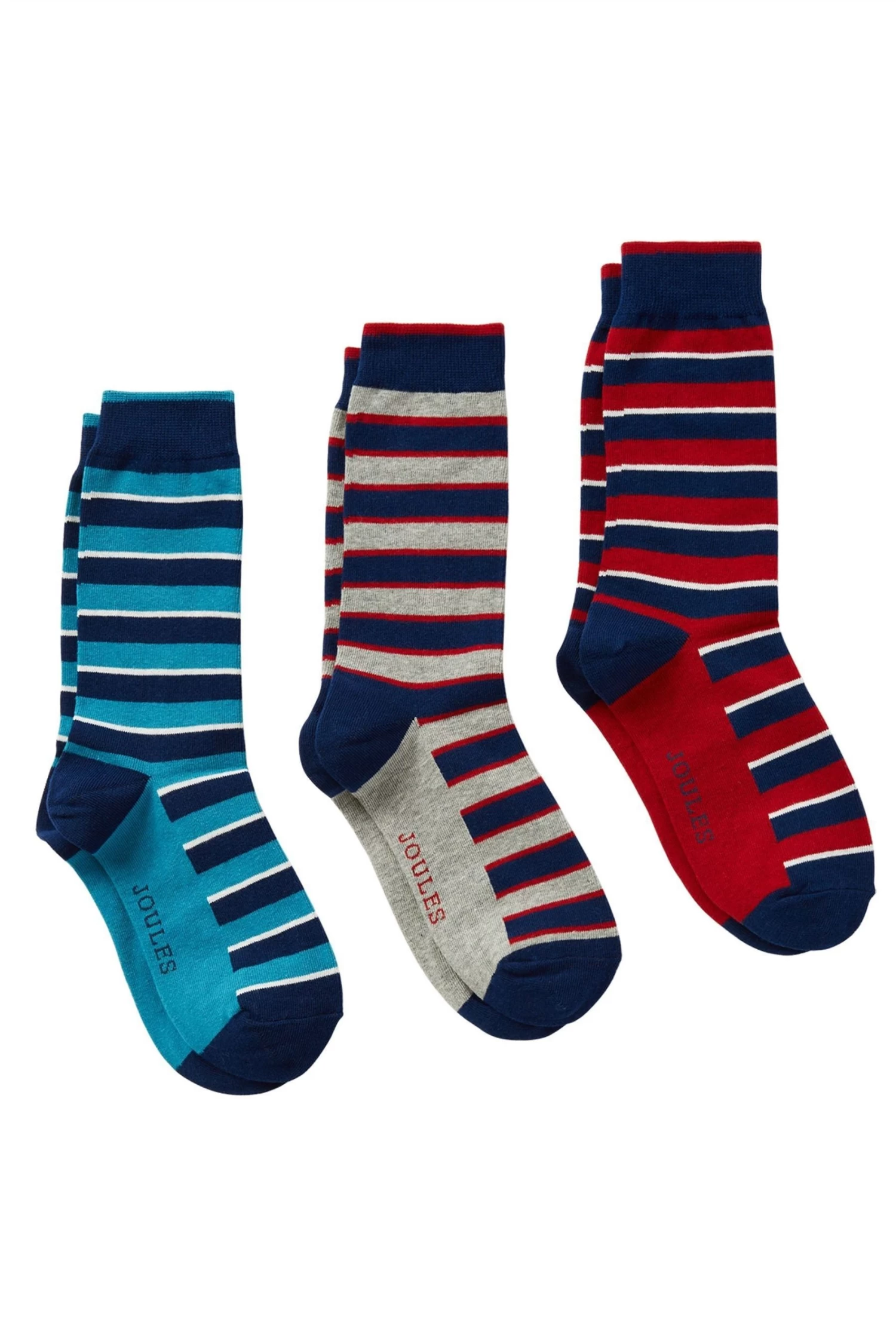 Joules Blue Striking Cotton Socks 3Pk 3 Joules Blue Striking Cotton Socks 3Pk