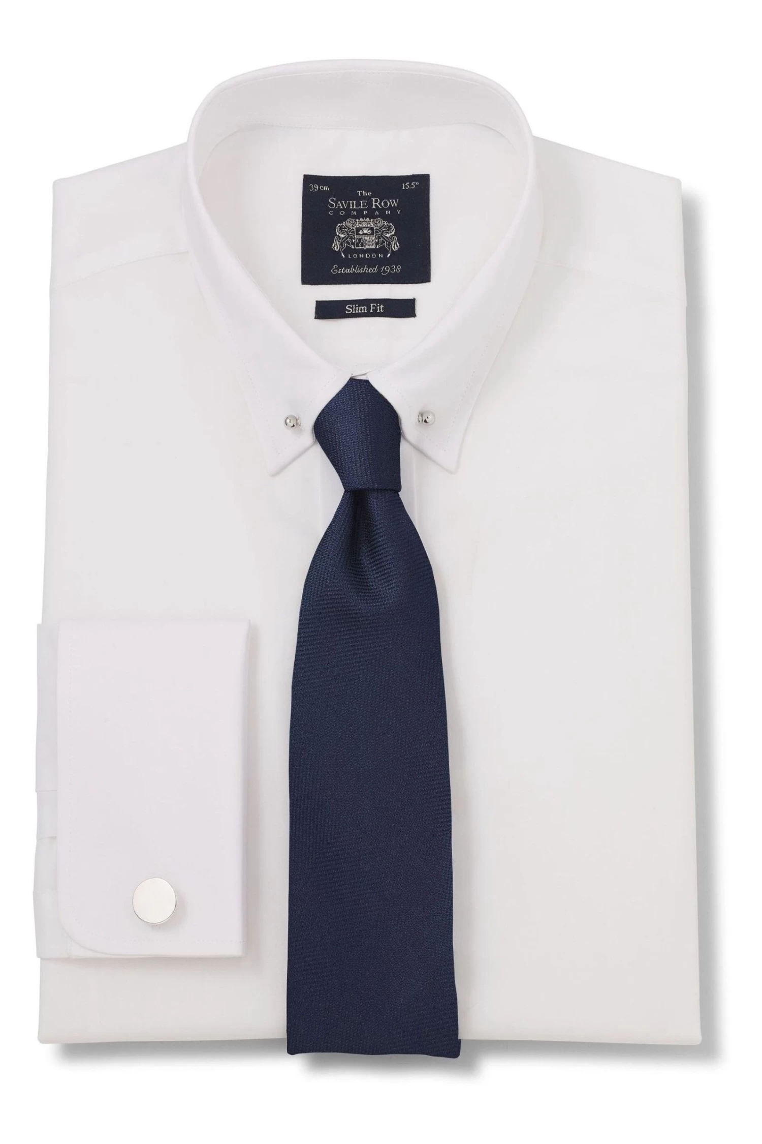 Savile Row Co White Pin Collar Slim Fit Double Cuff Shirt 4 Savile Row Co White Pin Collar Slim Fit Double Cuff Shirt - Image 2