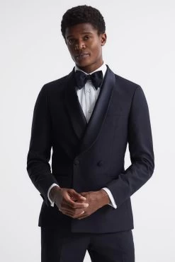 Reiss Expose Double Breasted Satin Shawl Blazer