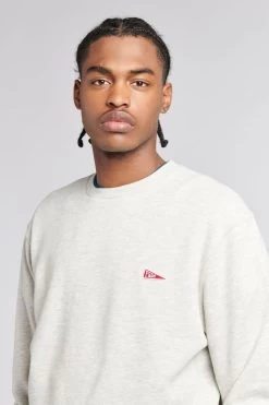 Franklin & Marshall Mens Grey Pennant Patch BB Crew Sweatshirt -Fashion Men Shop C21235s4