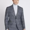 MOSS X Barberis Tailored Fit Blue Check Suit: Jacket