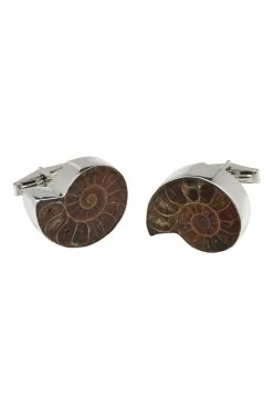 OSPREY LONDON Silver & Ammonite Cufflinks