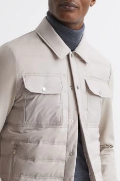 Reiss Roddie Long Sleeve Quilted Hybrid Jacket -Fashion Men Shop C45 047s4