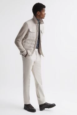 Reiss Roddie Long Sleeve Quilted Hybrid Jacket -Fashion Men Shop C45 047s6
