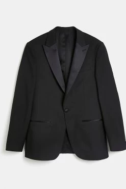River Island Black Peak Tuxedo Jacket -Fashion Men Shop C45358s5