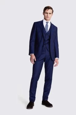 MOSS X Cerutti Blue Tailored Fit Twill Suit: Jacket -Fashion Men Shop C61 492s2