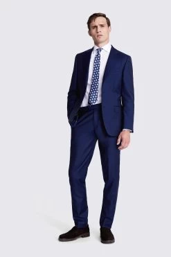 MOSS X Cerutti Blue Tailored Fit Twill Suit: Jacket -Fashion Men Shop C61 492s3