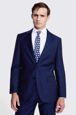 MOSS X Cerutti Blue Tailored Fit Twill Suit: Jacket -Fashion Men Shop C61 492s4