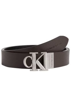 Calvin Klein Ck Plaque Brown Leather Belt