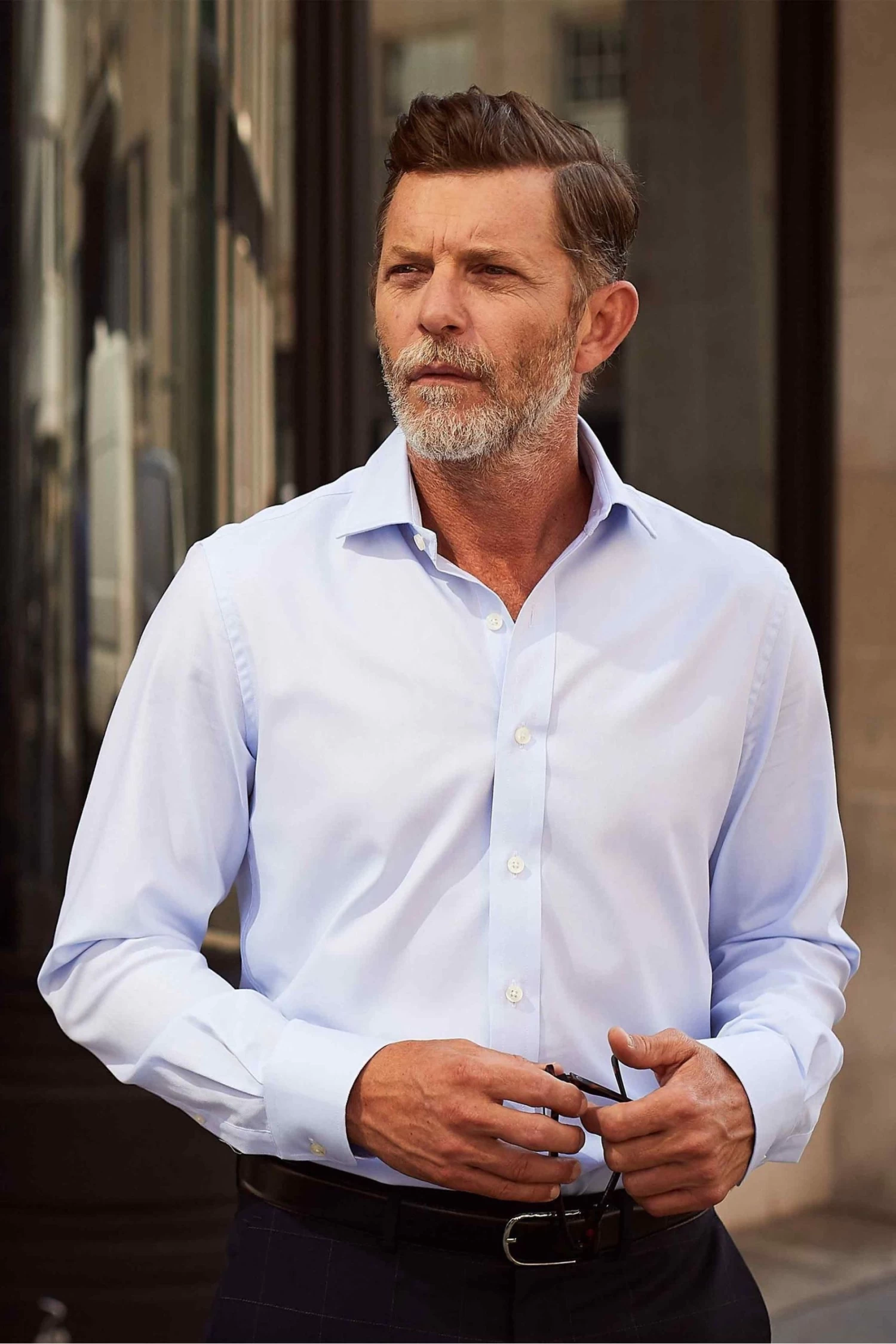 Savile Row Co Sky Blue Twill Slim Fit Double Cuff Shirt 3 Savile Row Co Sky Blue Twill Slim Fit Double Cuff Shirt