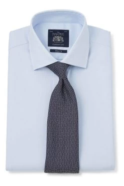 Savile Row Co Sky Blue Twill Slim Fit Double Cuff Shirt 12 Savile Row Co Sky Blue Twill Slim Fit Double Cuff Shirt -Fashion Men Shop C62800s5