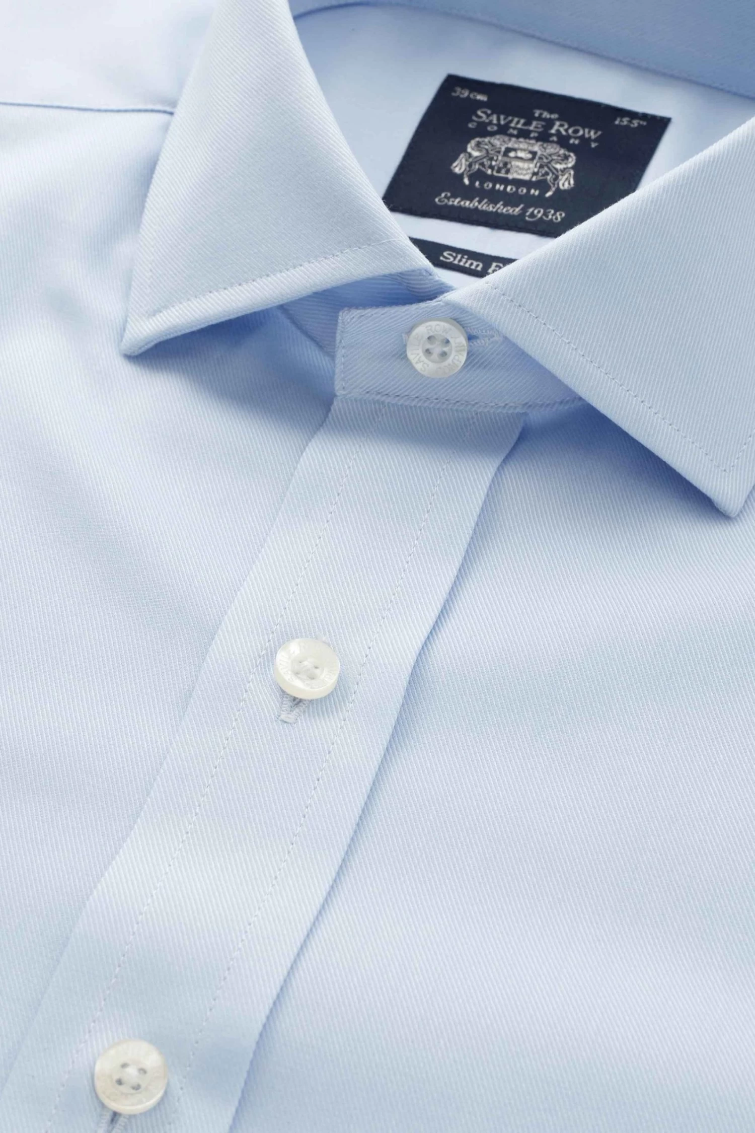 Savile Row Co Sky Blue Twill Slim Fit Double Cuff Shirt 8 Savile Row Co Sky Blue Twill Slim Fit Double Cuff Shirt - Image 6