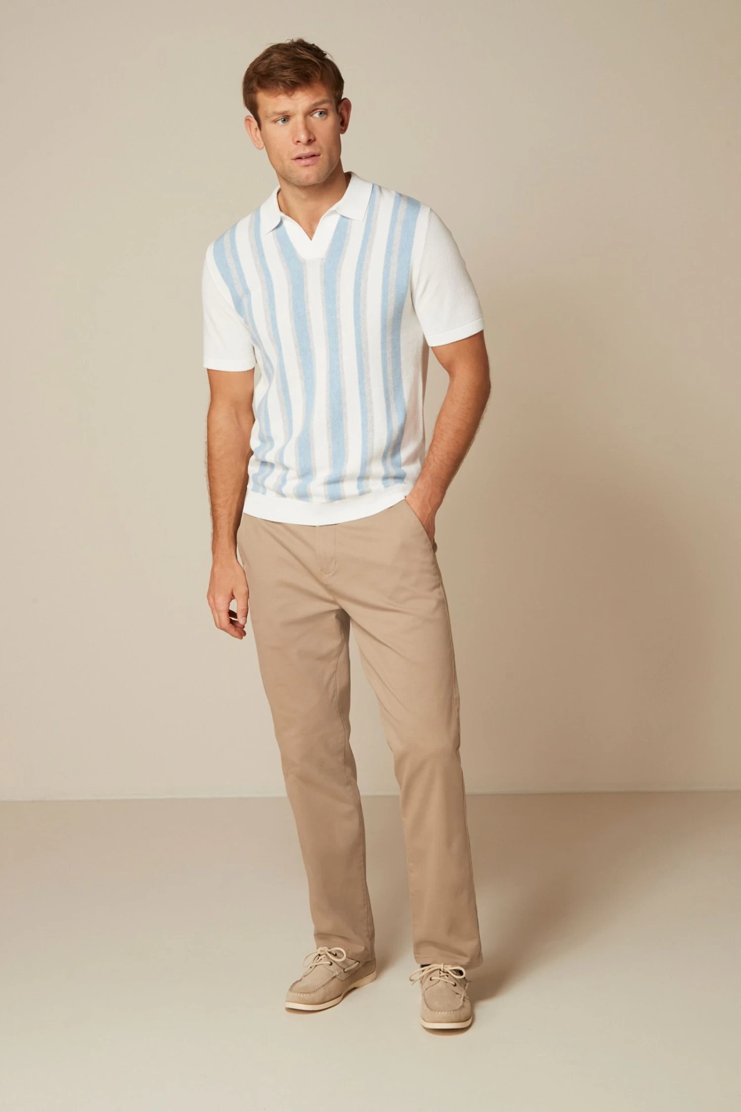 Next Green/White Short Sleeve Vertical Stripe Knitted Polo Shirt 4 Next Green/White Short Sleeve Vertical Stripe Knitted Polo Shirt - Image 2