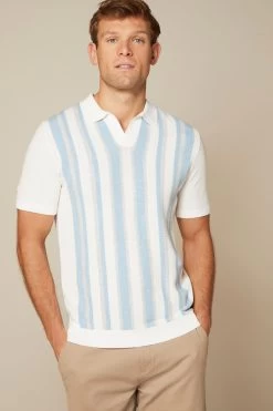 Next Green/White Short Sleeve Vertical Stripe Knitted Polo Shirt 11 Next Green/White Short Sleeve Vertical Stripe Knitted Polo Shirt -Fashion Men Shop C64 194s3