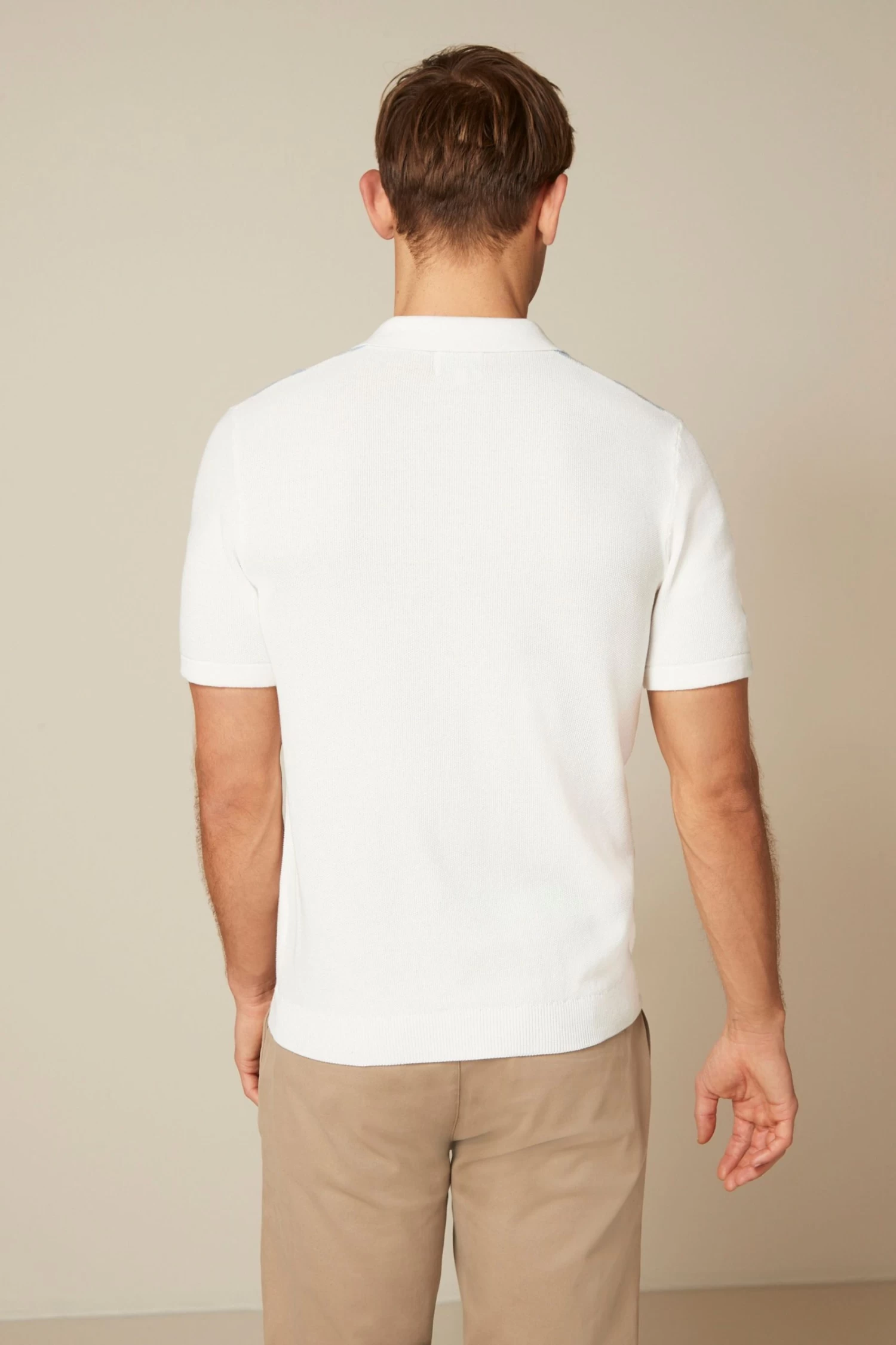 Next Green/White Short Sleeve Vertical Stripe Knitted Polo Shirt 6 Next Green/White Short Sleeve Vertical Stripe Knitted Polo Shirt - Image 4