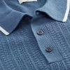 Next Blue Linen Blend Textured Knitted Polo Shirt -Fashion Men Shop C65 216s