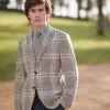 Next Neutral Check Slim Fit Italian Fabric Wool Rich Blazer -Fashion Men Shop C66 743s