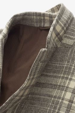 Next Neutral Check Slim Fit Italian Fabric Wool Rich Blazer -Fashion Men Shop C66 743s10