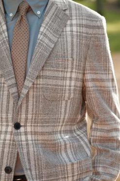 Next Neutral Check Slim Fit Italian Fabric Wool Rich Blazer -Fashion Men Shop C66 743s4