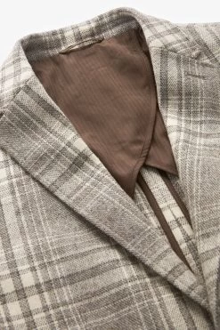 Next Neutral Check Slim Fit Italian Fabric Wool Rich Blazer -Fashion Men Shop C66 743s8