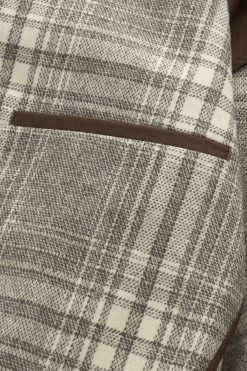 Next Neutral Check Slim Fit Italian Fabric Wool Rich Blazer -Fashion Men Shop C66 743s9